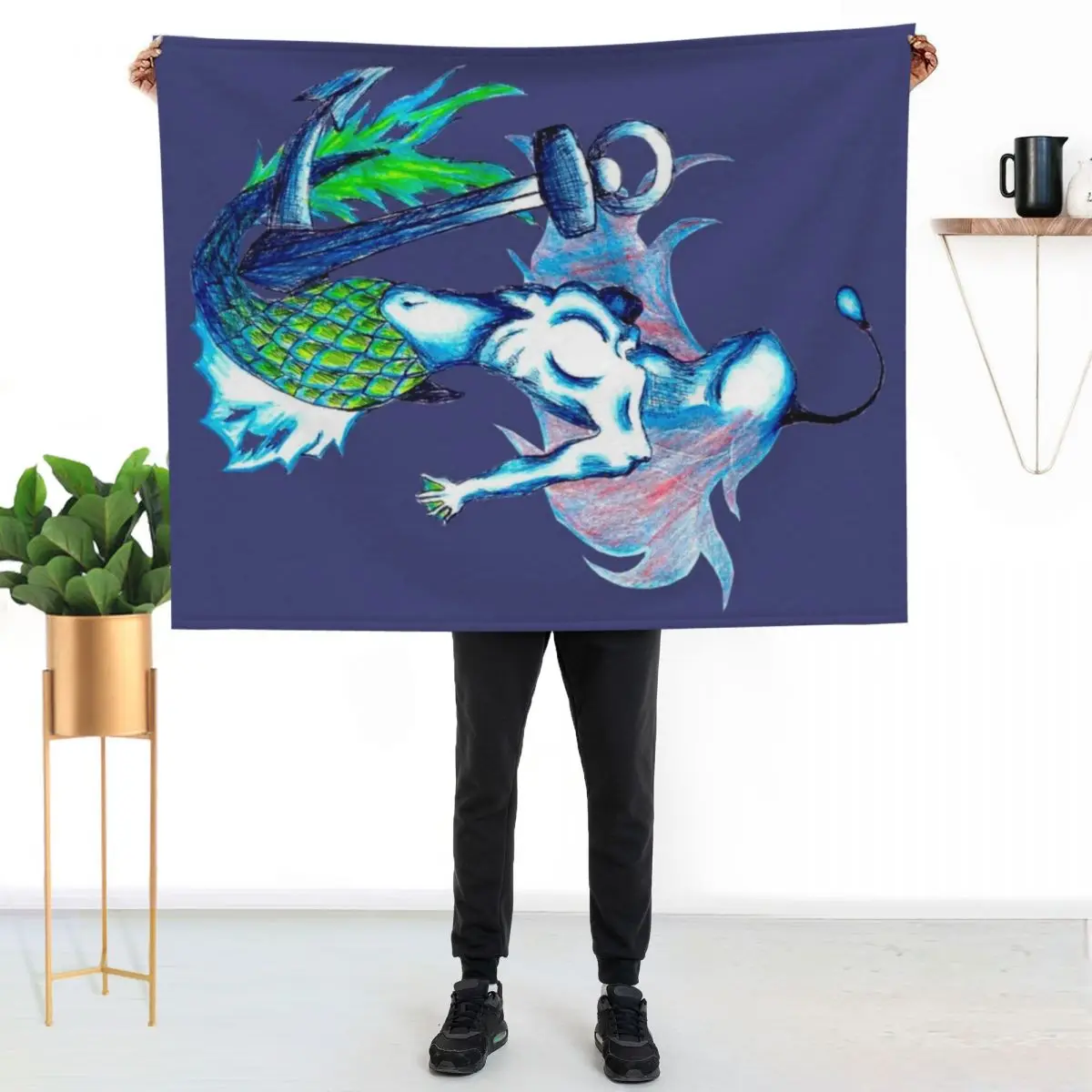 Horror Mermaid 2 Throw Blanket blankets and throws Bed Plaid warm for winter Heavy funny gift Blankets