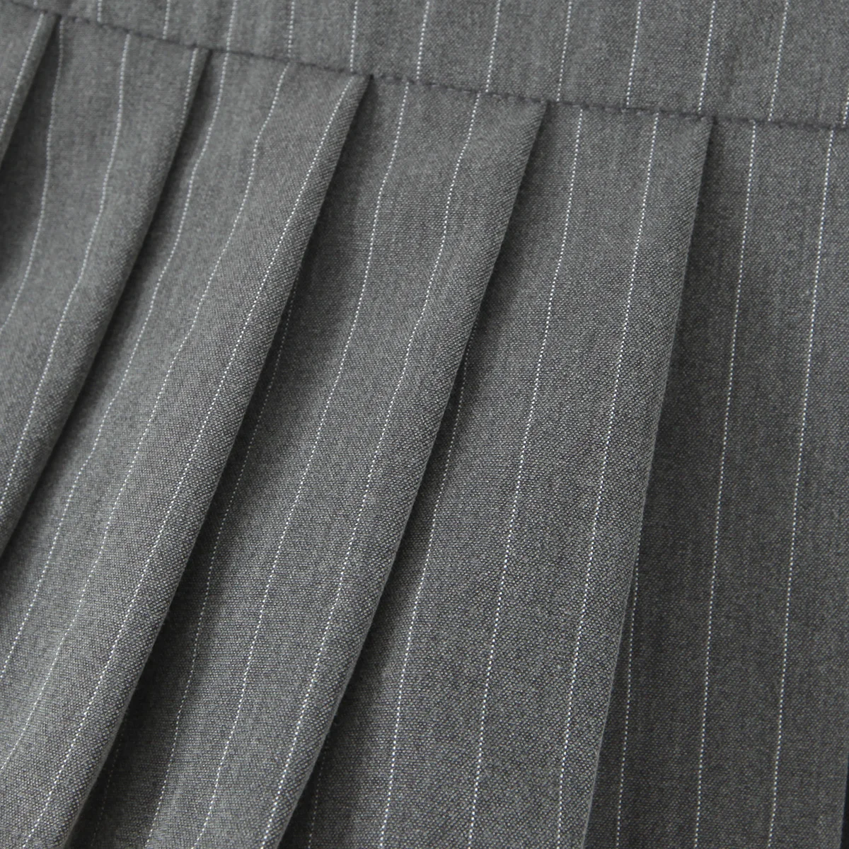 Y2K Grey Striped Print Side 3 Buttons Pleated Mini Skirt Sexy Low Waist Short Skater Skirts