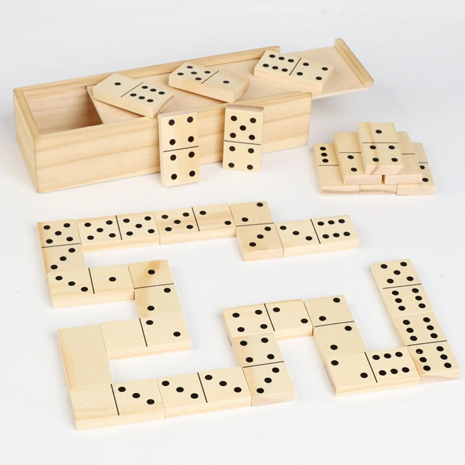 

Kids Dominoes Set with Wooden Case Building Toppling Family Games Stacking Puzzle Game for Kids Boys Girls Children Adults Party
