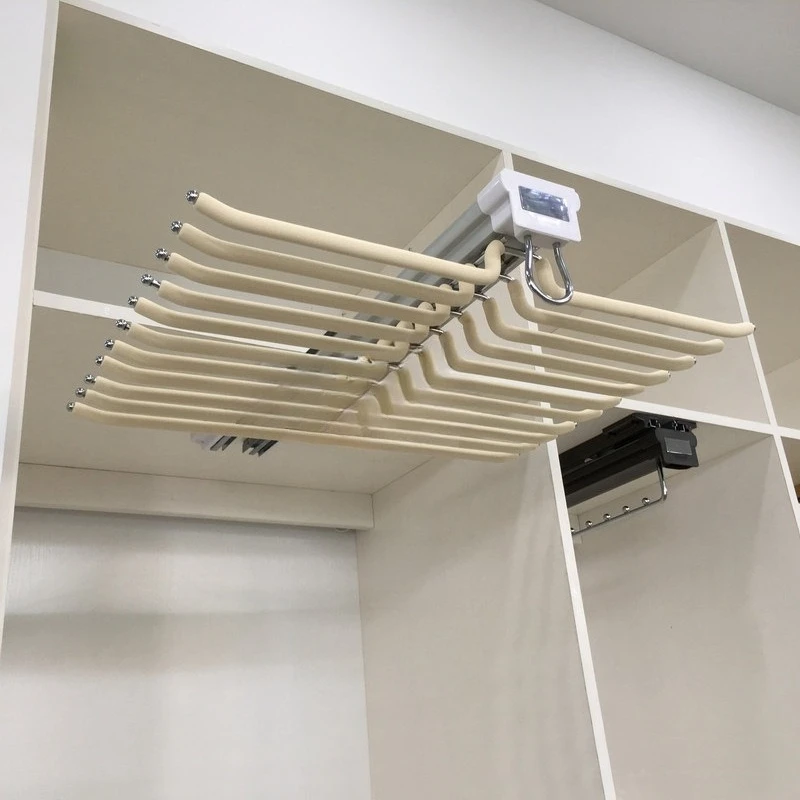

Pants rack telescopic wardrobe, household telescopic pants rack pulling built-in drawer type top pants rack sliding rail hardw