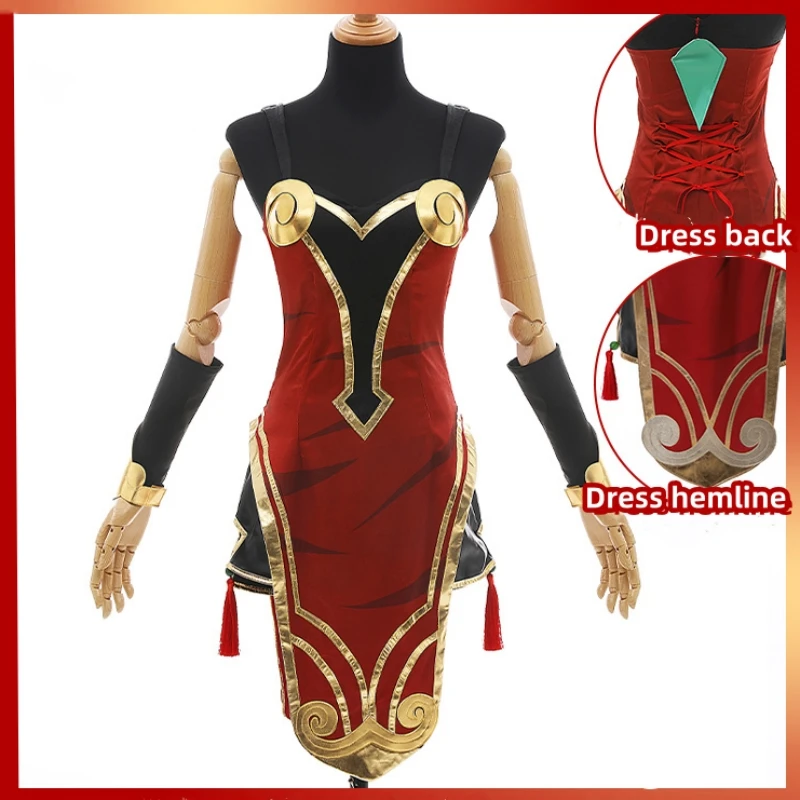 LOL Diana Cosplay Costume Scorn Of The Moon Red Chinese-Style Dress Game Suit Halloween Activity Party Role Play Clothing