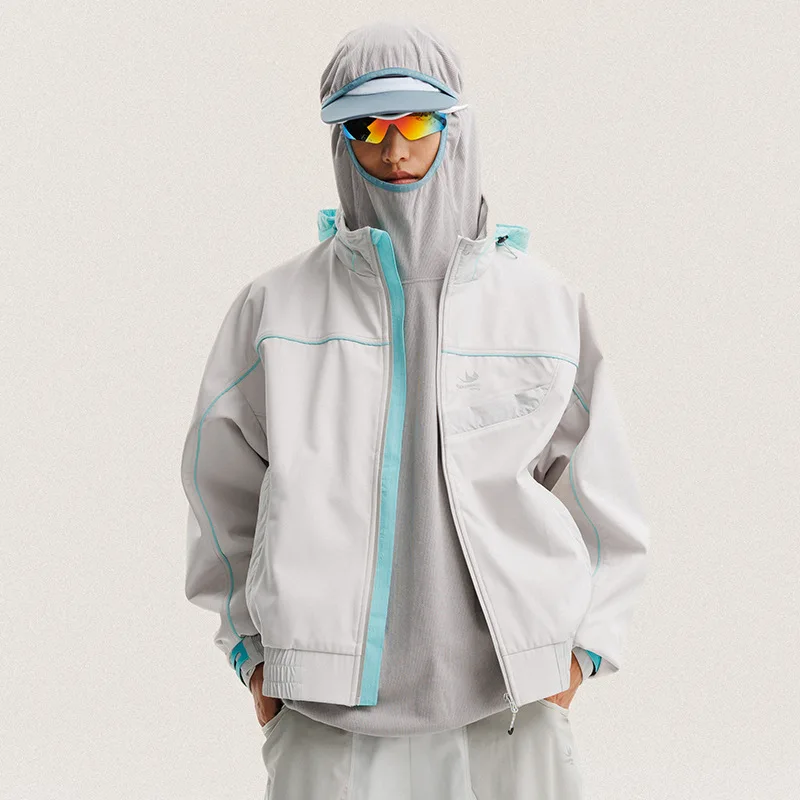 Track Soft Shell Jacket Men Women Outdoor Sports Waterproof Windbreaker Hideable Hooded Cargo Jacket Loose Casual Techwear Coat