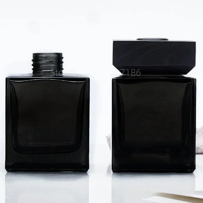 100ml Black Transparent Square Glass Fragrance Bottle Fire Free Rattan Perfume Separate Dry Flower Volatile Plant Essential Oil