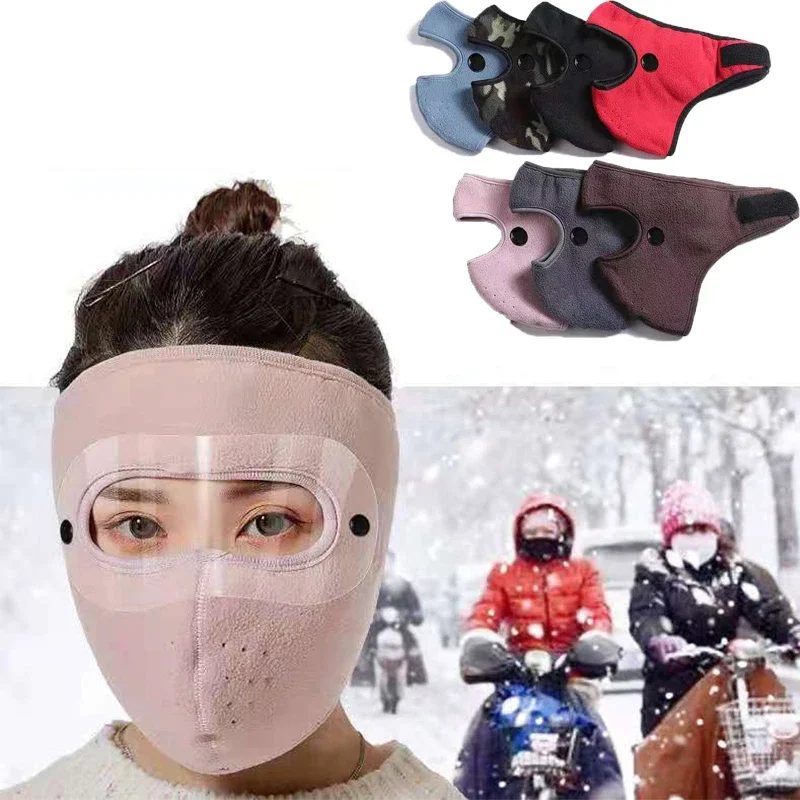 Máscara cálida de invierno Unisex, protección facial, gorros de ciclismo para pesca al aire libre, máscara transpirable con gafas antiniebla HD,