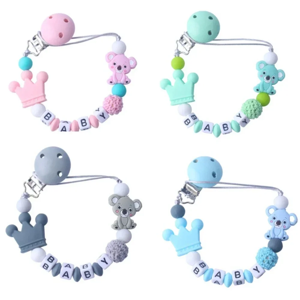 Koala Pacifier Chain Holder for Baby Kids Pacifier Clips Teething Chew Toy Dummy Clips Silicone Pacifier Clips Infant Teether