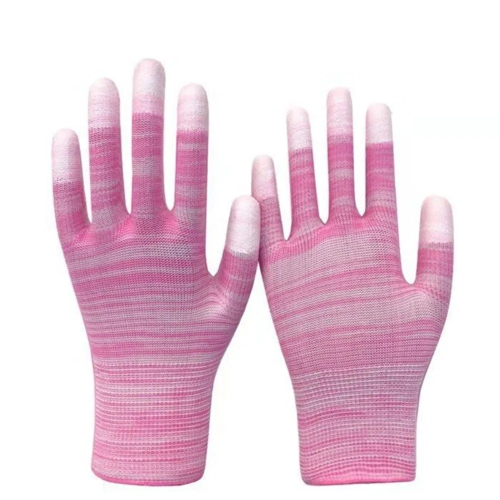 6pairs Coated Finger Anti-Static Gloves Antiskid Dust-Free ESD Safety Gloves Electronic Working Protection Gloves