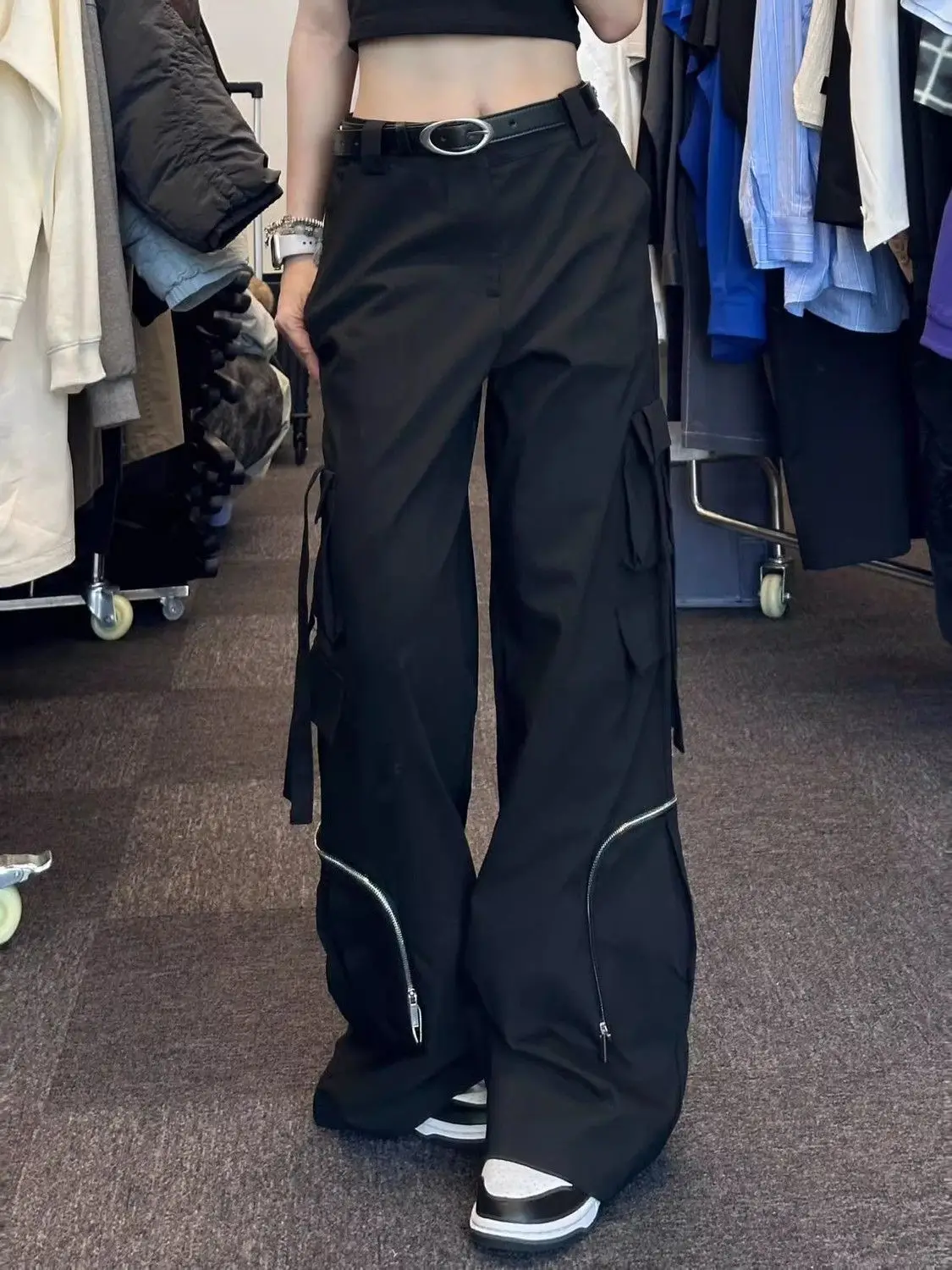 Pantalon de travail américain pour femmes, Design Hip Hop, Unique, ample, amincissant, polyvalent, jambes larges, printemps automne