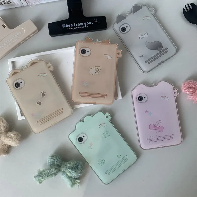 1 Piece Sweet Cartoon Kpop Photocard Display Holder Cute Phone Style Bear Rabbit Photo Card Cover Case Kawaii Student Supplies