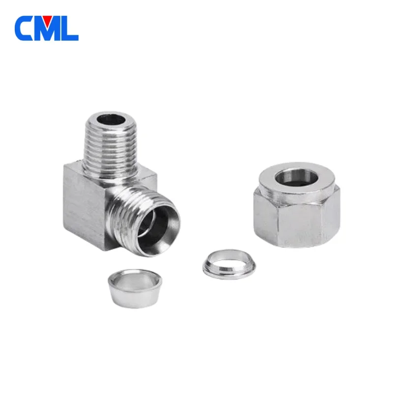 304 Stainless Steel Male Elbow Double Ferrules Pipe Fittings Connector 6-12mm Pipe OD to 1/8