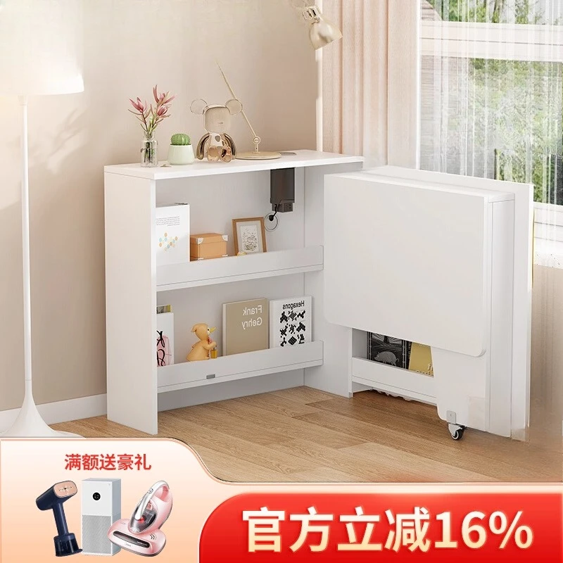 

Cream wind folding desk bookcase integrated small apartment household computer desk dresser corner locker 8F67