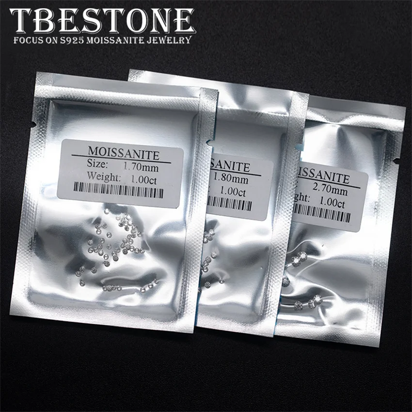 Tbestone Wholesale 1ct 0.8-2.9mm D Color Round Cut Lab Grown Small Size Stones Loose Moissanites Diamonds DIY Jewelry