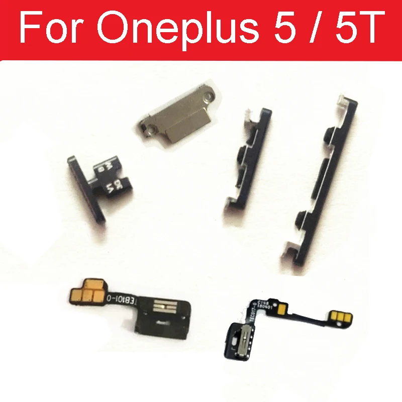 Power Volume Mute Flex Cable For OnePlus 5 5T 6 6T Power Mute Side Button Fixer Buckle Shell Metal Cover Anti-Dust Mesh Parts