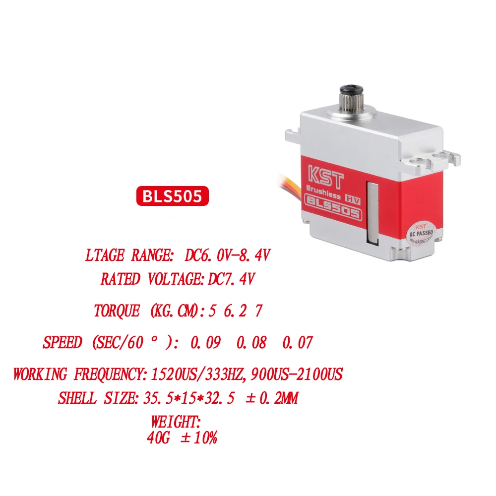 KST BLS505 Metal Digital Brushless High Voltage Steering Gear Class 450 500 Narrow Frequency Tail Locking Steering Gear 5.5kg