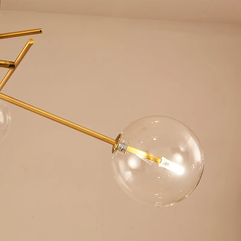 أضواء غرفة المعيشة، الثريات، المطاعم الرعوية الأمريكية الإبداعية، كرات زجاجية من الحديد المطاوع #3