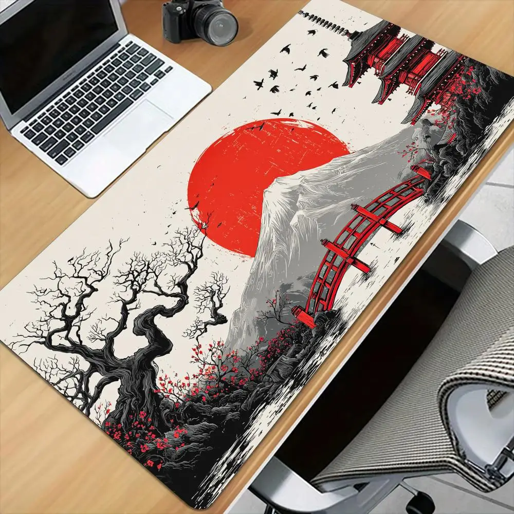 Pagoda and sunset Mouse Pad Desk Mat Large Computer Office Carpet XXL Mousepad Gamer Gaming PC Accessories Keyboard Rug Mauspad