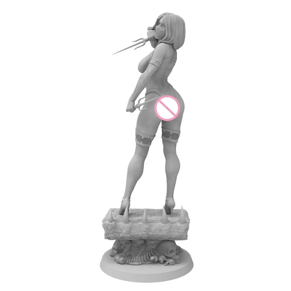 1/24/6 Fighting Female Warrior/Assassin, Sexy Girl Resin Model Kit, GK Mini 3D Printed Gray Model Statue, Unpainted, Unassembled