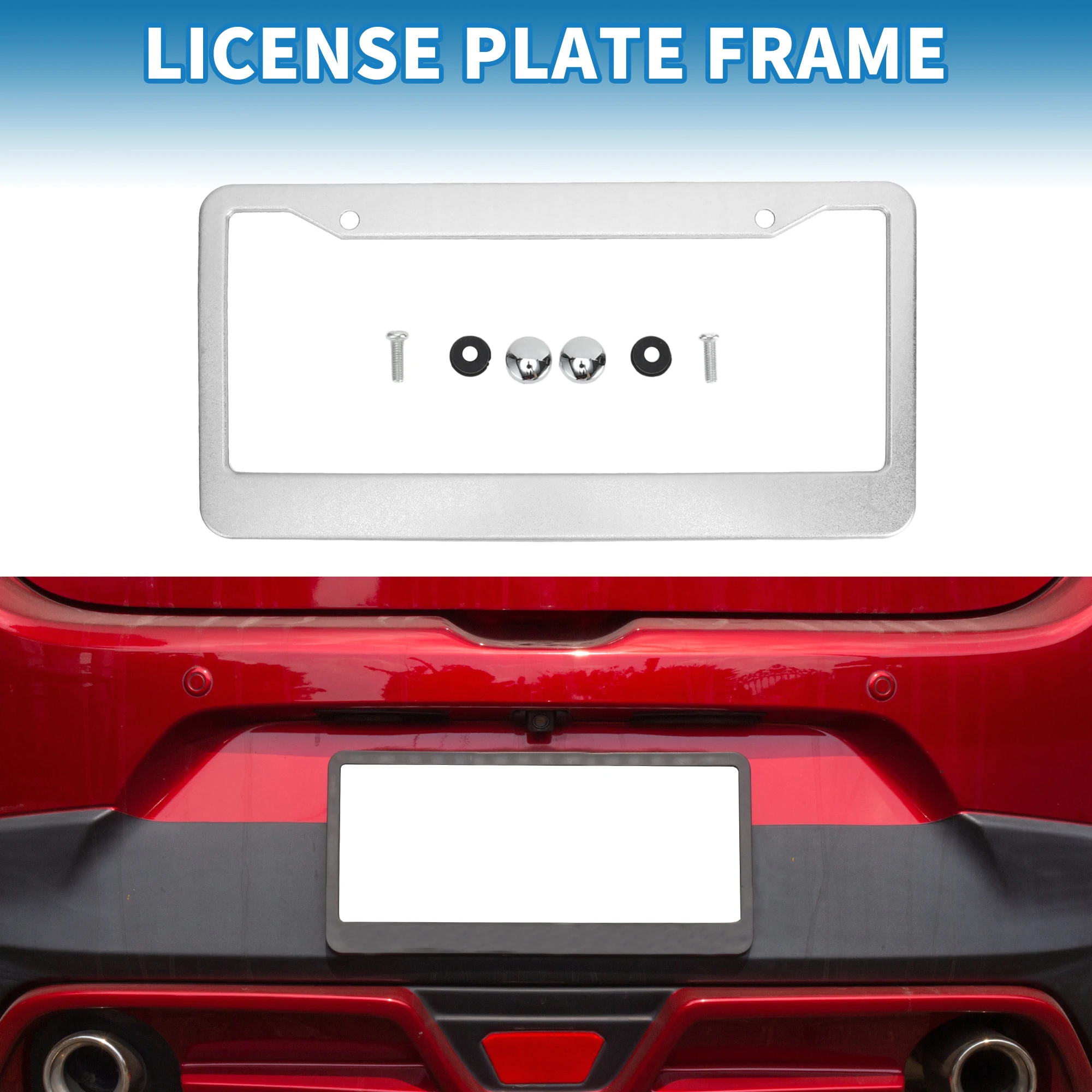 UXCELL License Plate Holder Durable Mirror Polished  License Plate Frame Aluminum Alloy Car Exterior Decoration 31x16cm