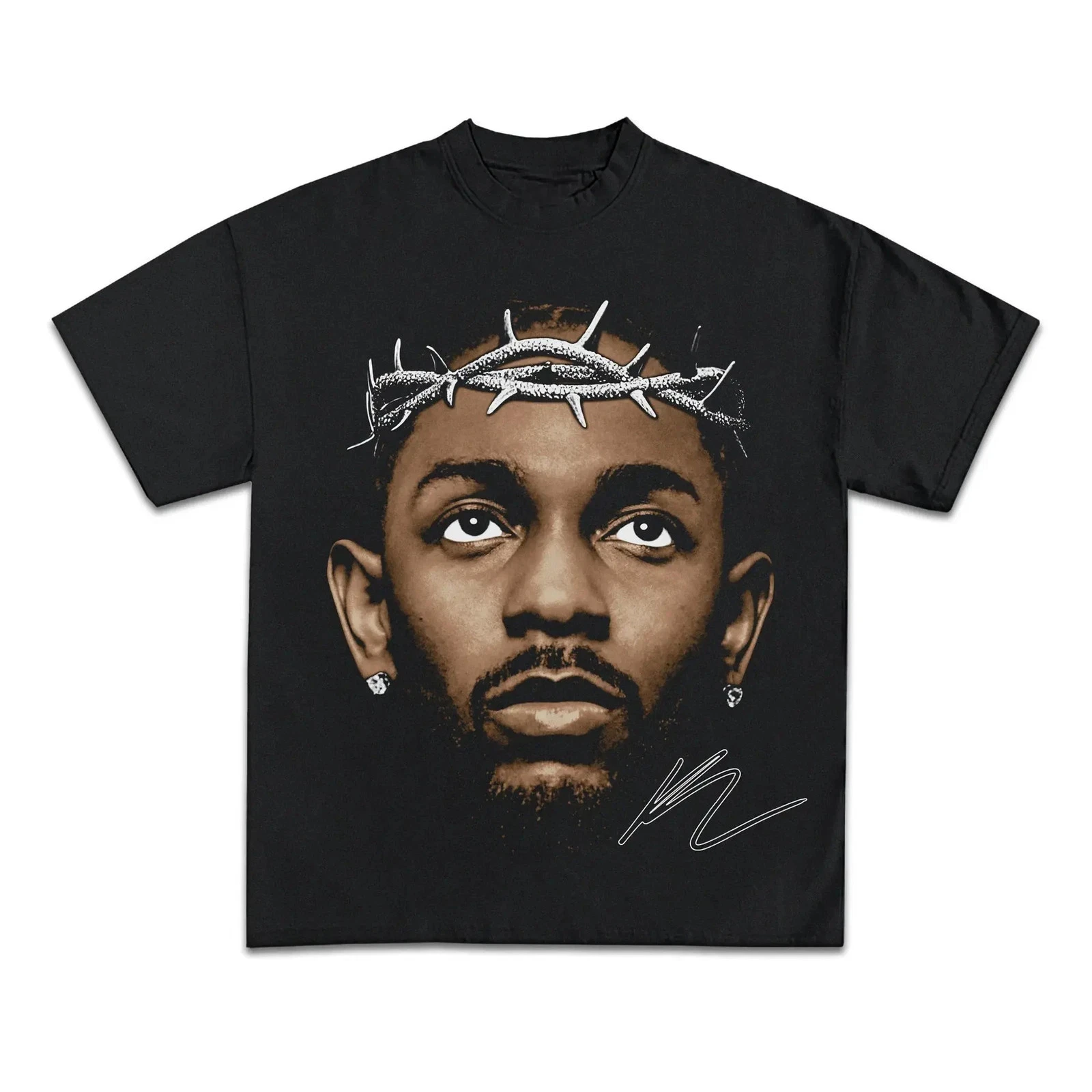 rapper Kendrick Lamar portrait graphics 100%cotton unisex shirt 2026 Summer Y2k men's Short Sleeve Hip Hop style Tshirt fan gift