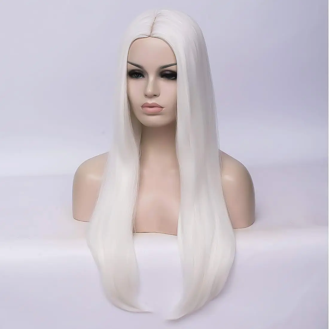 Long White Straight Wig White Hair Wig for Women Heat-resistant to Reuse  White Hair Wigs Halloween Cosplay Costume Party Wig