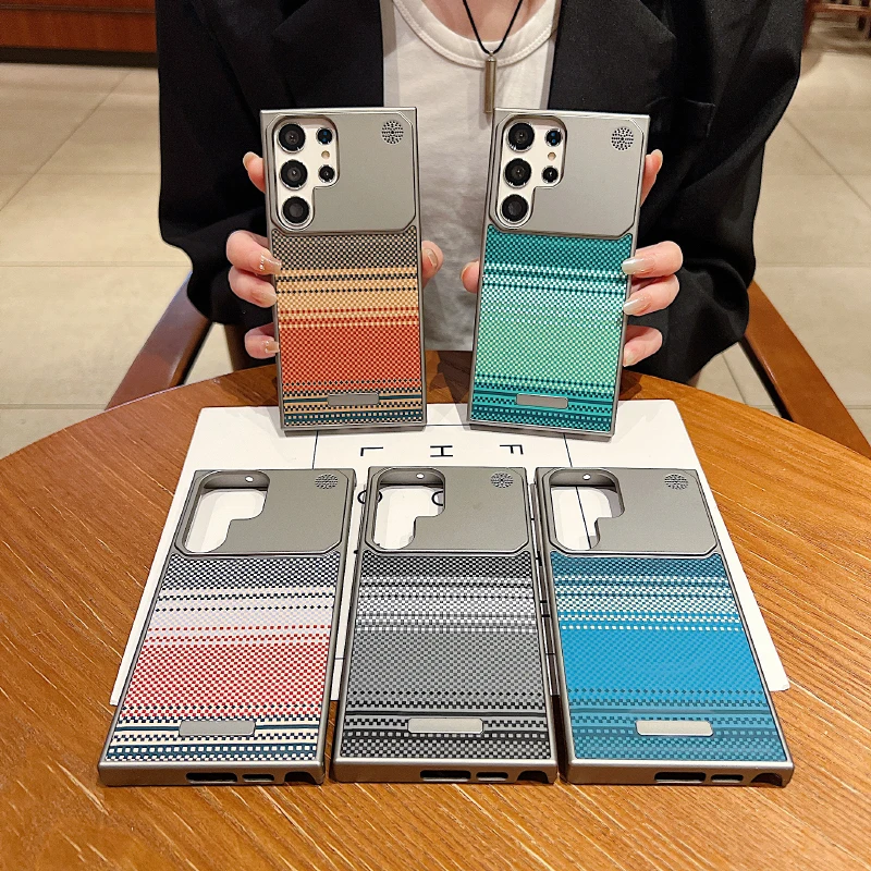 Nowe etui na telefon bez obramowania z tkanej tkaniny, pasujące do Samsunga S25 S23 S22 S24 Ultra S24 S25P FE, magnetyczne etui ochronne kompatybilne z Magsafe.