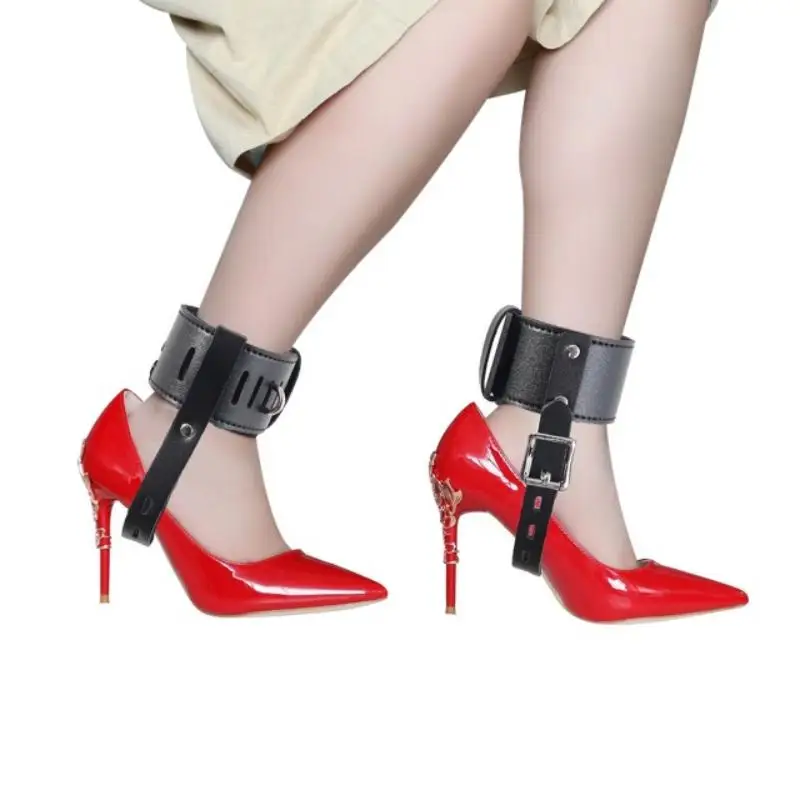 Adjustable Black Ankle Belt Harness With Lock Handmade For Cosplay Costumes
