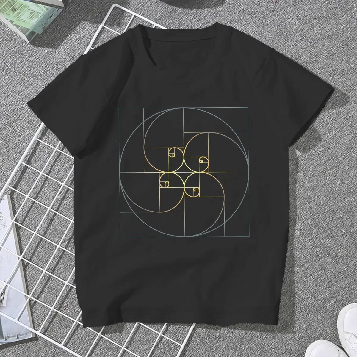 Circle Classic Fibonacci Sequence Golden Ratio Women T Shirt Fibre Gothic Crewneck Polyester TShirt