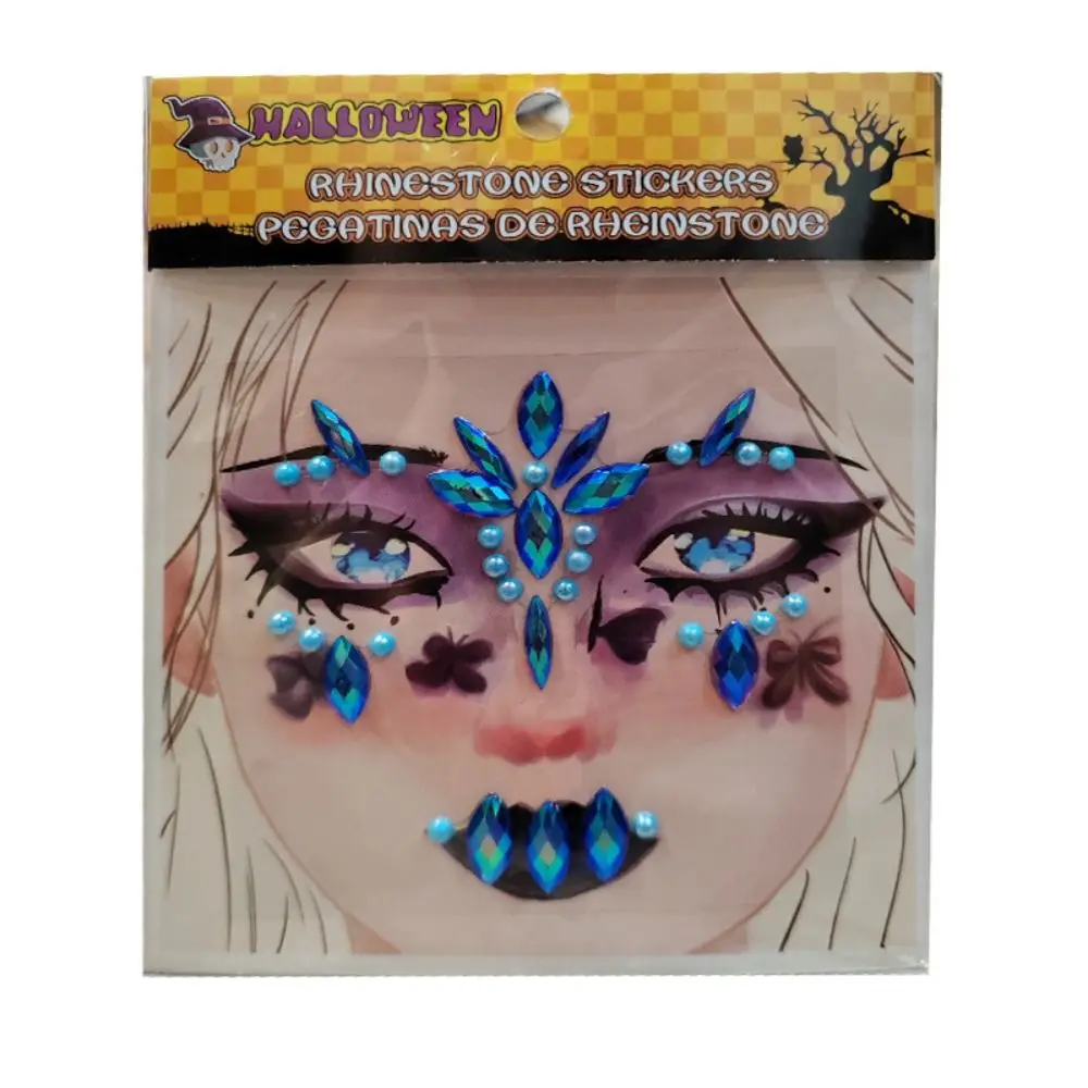

Colorful Halloween Face Sticker Fashion Body Art Jewels 3D Rhinestone Tattoo Stickers Glitter Self-Adhesive Face Jewelry Decals