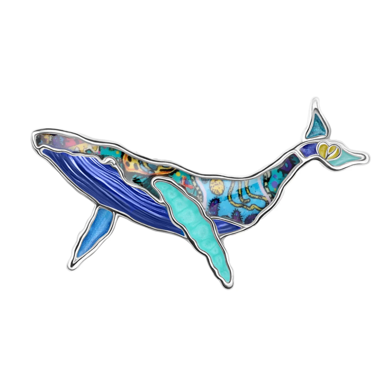 Bonsny Enamel Alloy Ocean Sea Whale Brooches Cute Marine Animals Clothes Scarf Pin Fashion Jewelry For Women Girls Friends Gifts