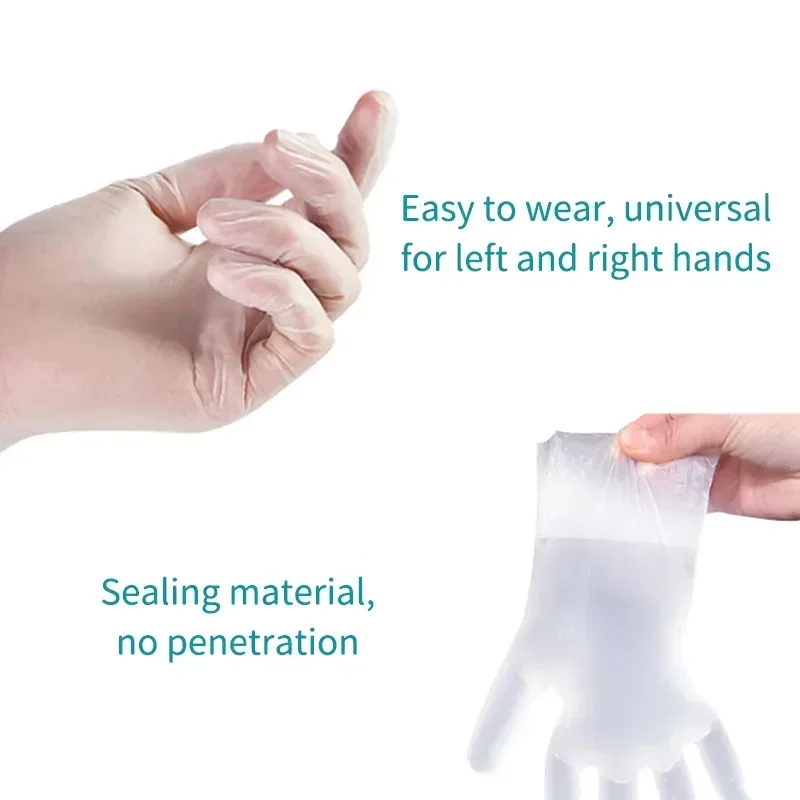 100Pcs Disposible Gloves One-time Gloves Kitchenware Transparent Thickened TPE Gloves Food Grade Protective Film Gloves image 6