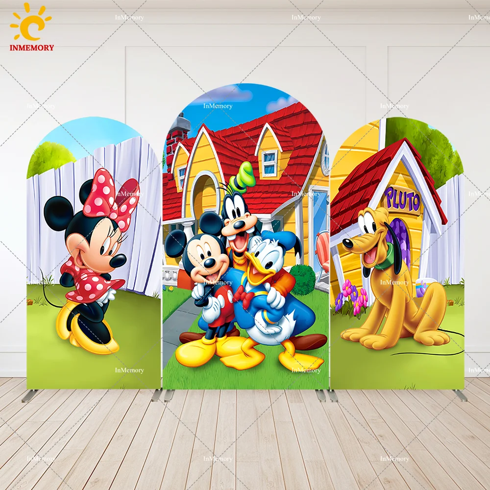 Mickey Clubhouse Party Arch Backdrop for Kids Birthday Decoration Chiara Wall Cover Minnie Mouse Photo Background Banner