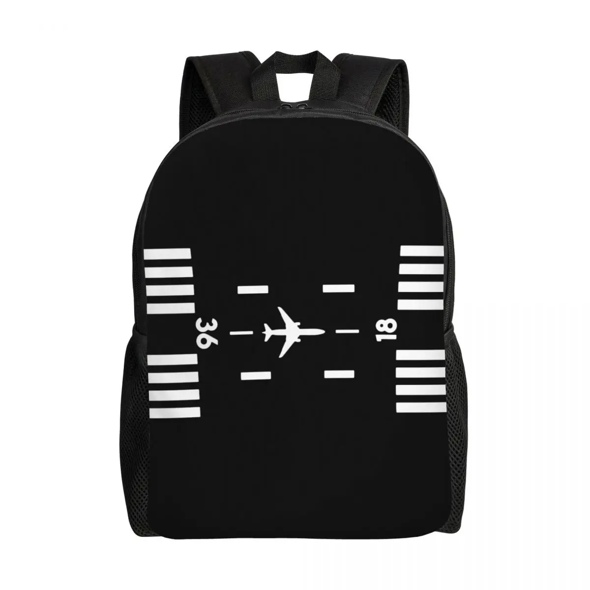 Custom Airport Runway Traffic Controller Laptop Backpack Casual Bookbag for School College Student Airplane Pilot Aviator Bag