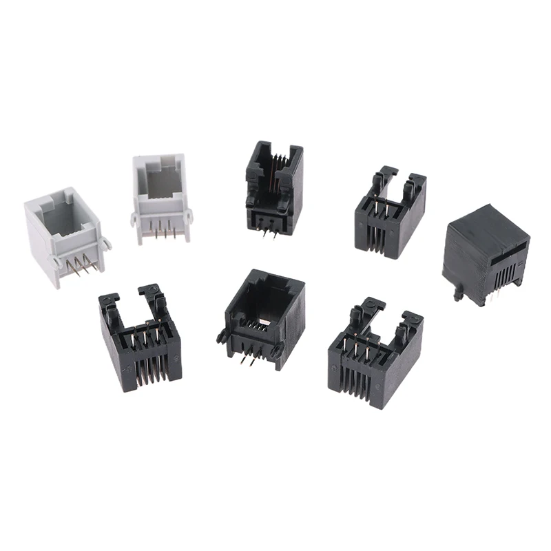 10PCS RJ11 Telephone Socket Curved Pin 95001 4P4C 6P6C 6P4C Female Jack Pcb Connector Telephone Socket