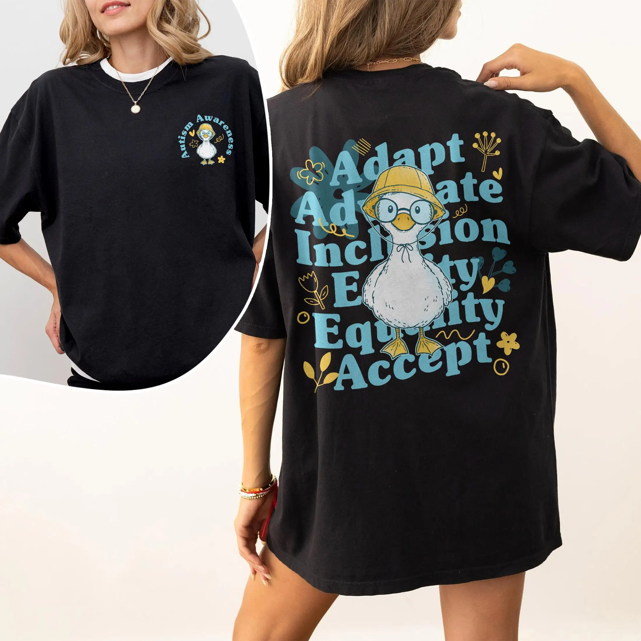 Cute Goose Accept Adapt Advocate Shirt, Funny Meme Autism T-shirt, Counselor Shirts, Education Neurodiversity Support Gifts Tee