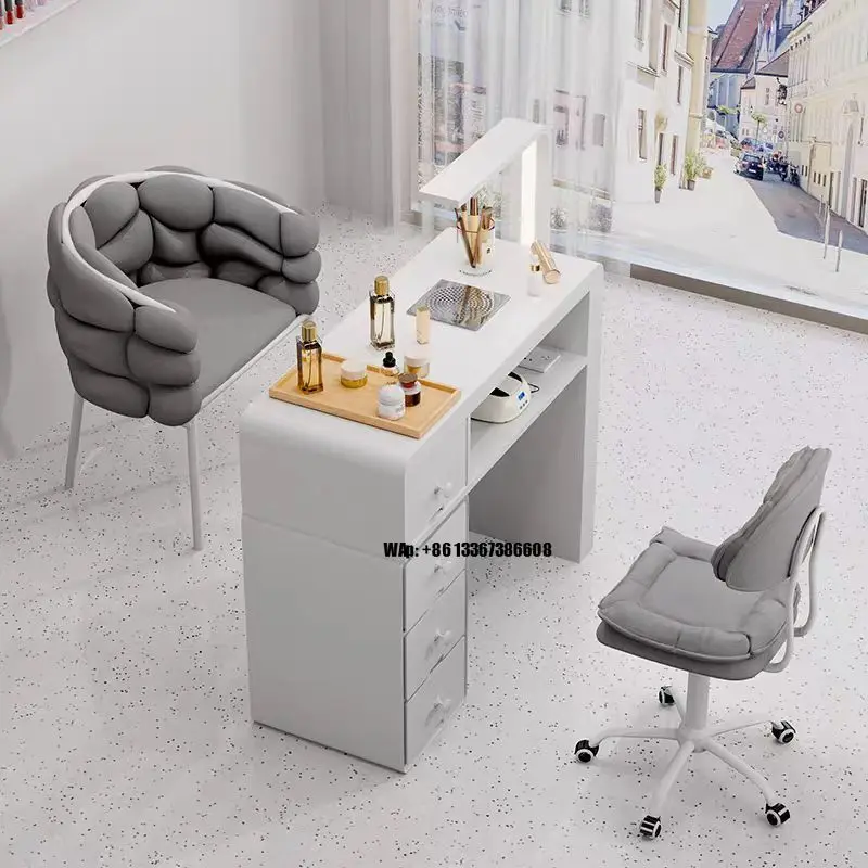Modern Luxury Wood Salon Manicure Nail Salon Table with Manicure Nail Bar Easy to Clean & Eco-Friendly Commercial Furniture