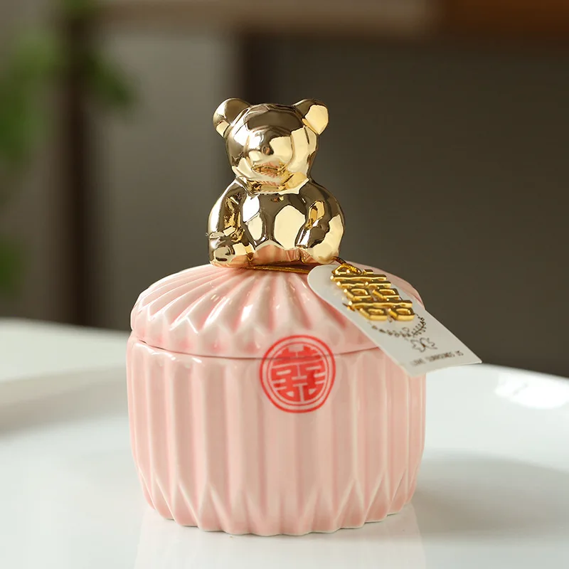 Wedding Ceramic Candy Jar Storage Container Gold Plated Animal Sundries Jewelry Jar Exquisite Porcelain Gift Tank Home Decor New