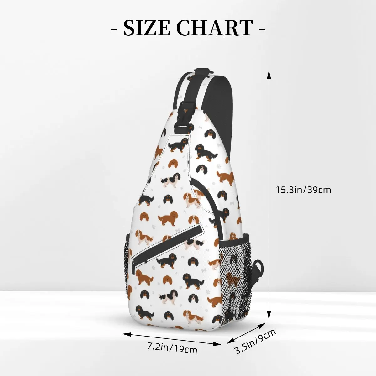 Cavalier King Charles Spaniel Sling Bag Peito Crossbody Ombro Sling Mochila Caminhadas Viagem Daypacks Bonito Animal Dog Cool Bag