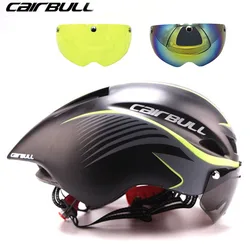 NEW 3 lens 290g Aero TT Road Bicycle Helmet Goggles Racing Cycling Bike Sports Safety TT Helmet in-mold Road Bike Cycling Goggle