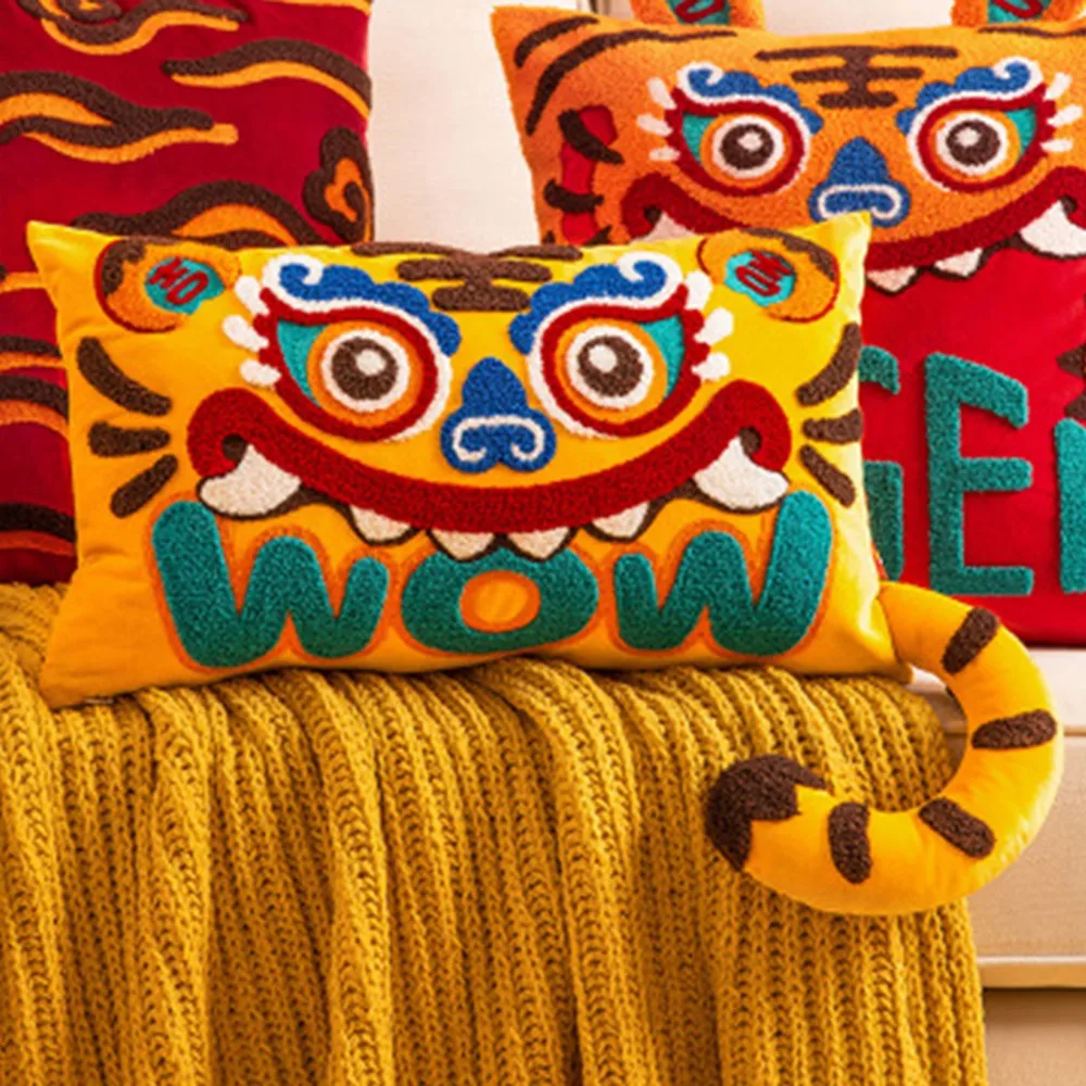 Tiger Pillow New Year Gift Of The Year Of The Tiger Zodiac Year Living Room Sofa New Chinese Pillow 5
