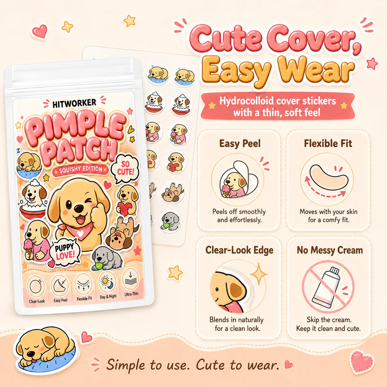 240/120/72Pcs/Bag Cute Otter Water Acne Stickers, High Quality Salicylic Acid, Tea Tree Oil, and Calendula Oil Acne Patch image 2