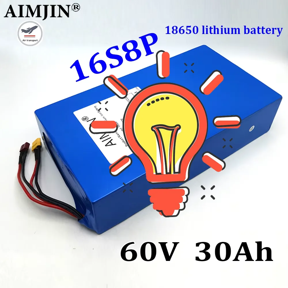 

New 16S8P 60V 30Ah 18650 lithium battery pack 500-3000W high-power built-in BMS scooter motorcycle charging battery pack