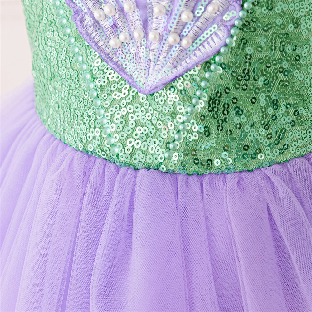 Girl Mermaid Princess Dress Kids Sequin Cosplay Party Clothes Girl Tulle Tutu Holiday Gown Summer Dress Children Fashion Costume