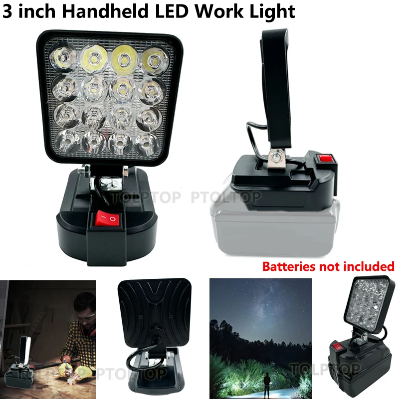 3inch black Handheld LED Work Light For Makita 14.4V18V Li-ion Battery BL1815 Outdoor Flashlight Camping Lamp Emergency Lighting