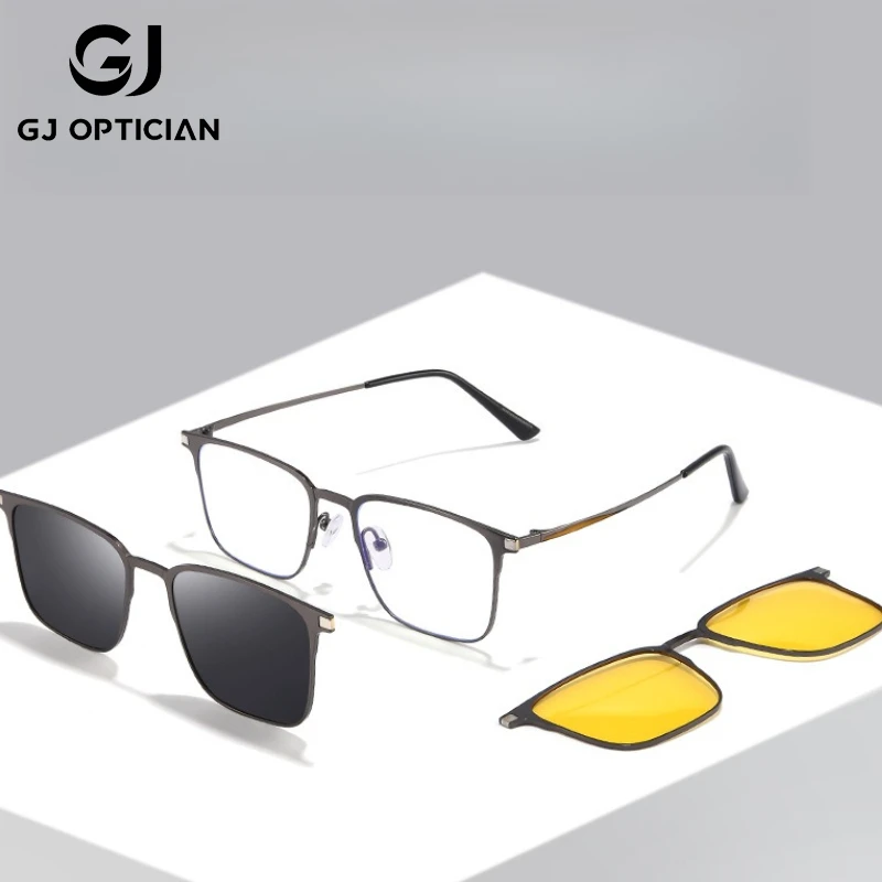 

GJ OPTICIAN Fashion Polarized Sunglasses Magnetic Suction Cover Multi functional Anti Blue Light Reading Prescription Eyeglasses