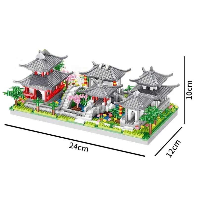 

Chinese Ancient Garden Style Building Blocks Diy Architectural Grove Park Assemble Bricks Set Home Table Decor Gift