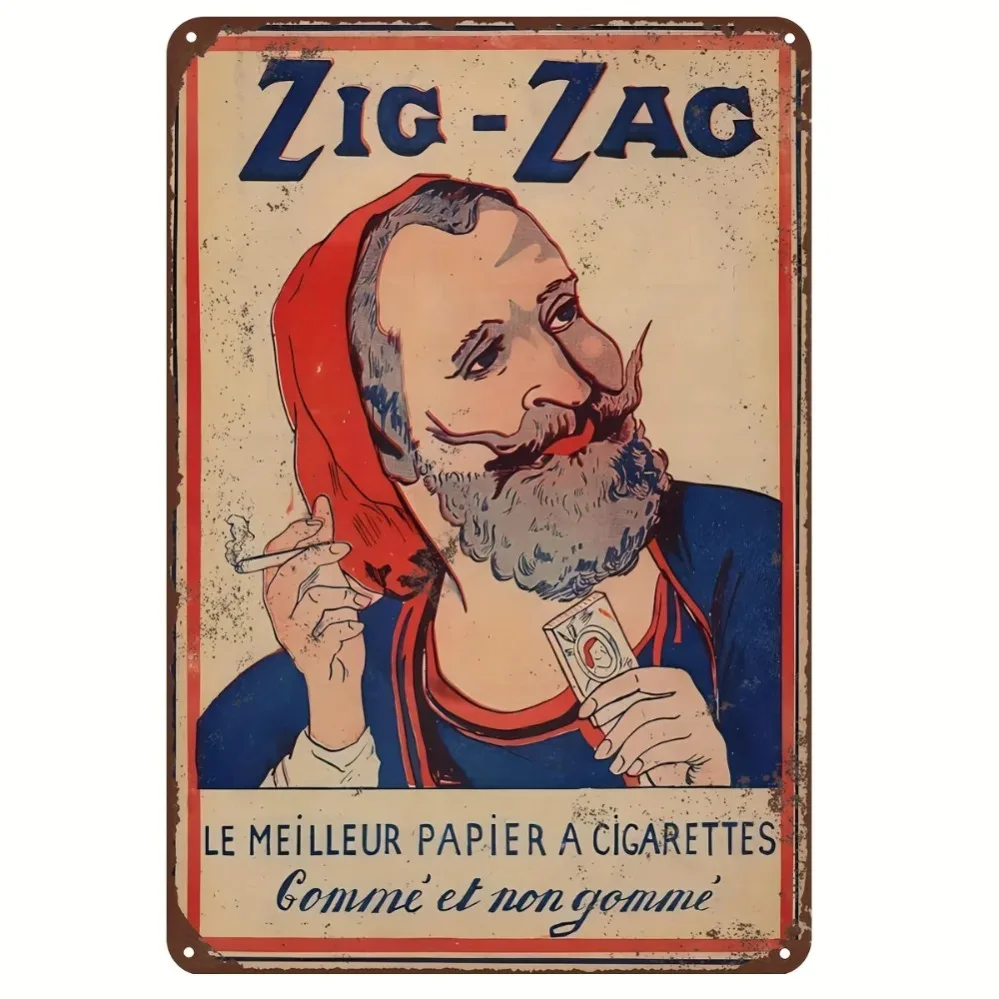 Vintage Zig-Zag Wall Art | Retro Geometric Sign for Home, Kitchen | Bar Decor (Weather-Resistant)