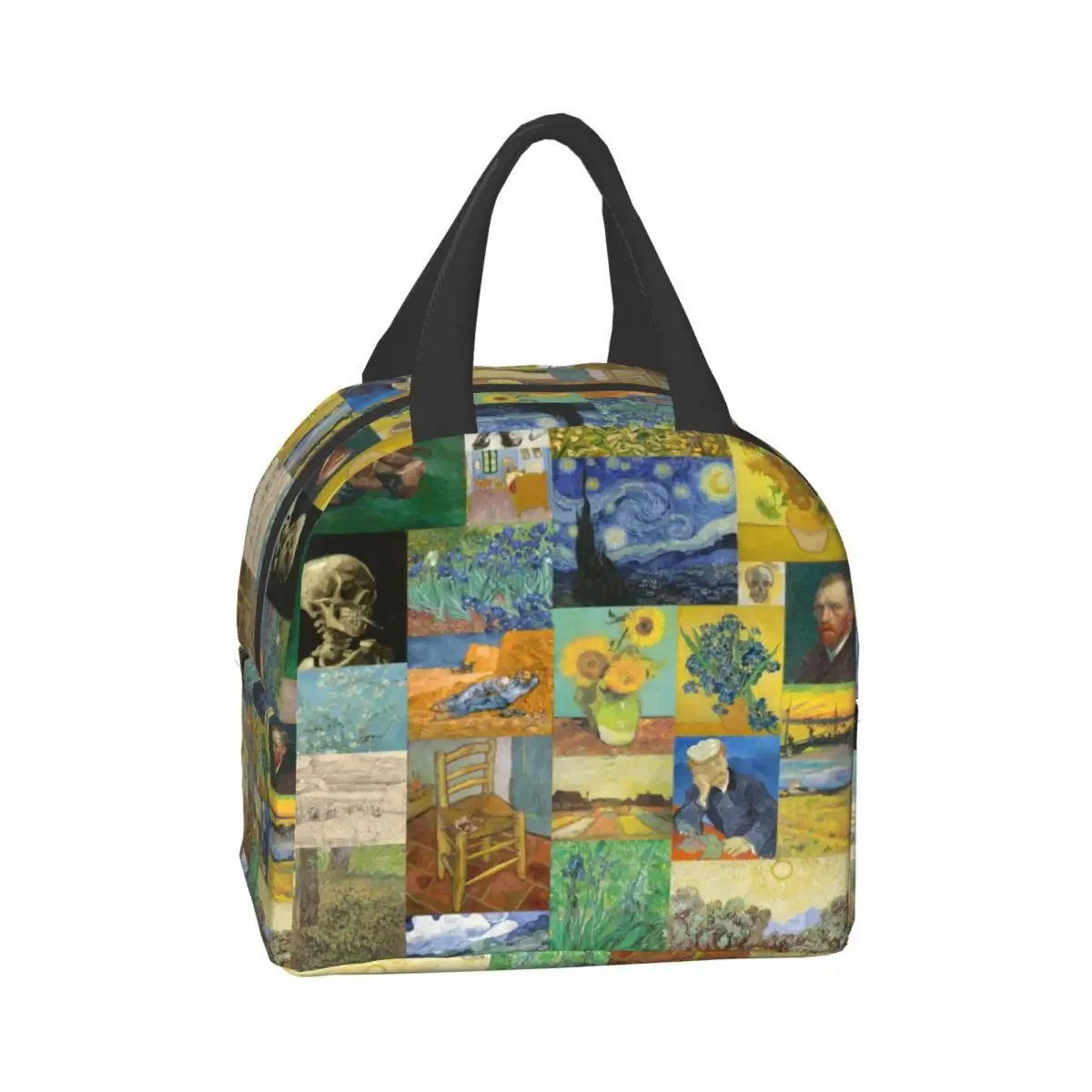 Bolsa de almuerzo aislada con Collage de pintura de Van Gogh para mujer y niño, fiambrera térmica a prueba de fugas para el trabajo, escuela, noche estrellada, flores