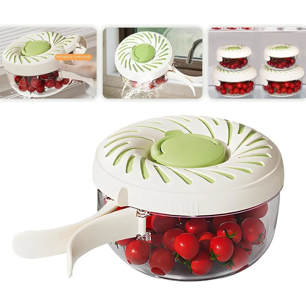 

2025 New Large MultiPurpose Drain Basket with Lid,Vegetable Fruit Washing Bowl with Strainer,3 in 1 Foldable Handle Fruit Strain