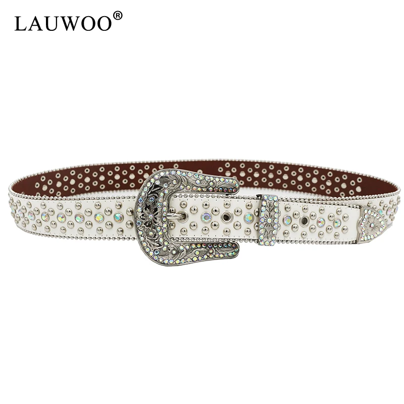 Sparkle Designer Crystal Leather Belt For Jeans Pants Women Men Western Rhinestone Belt Y2K bb Diamond Belt