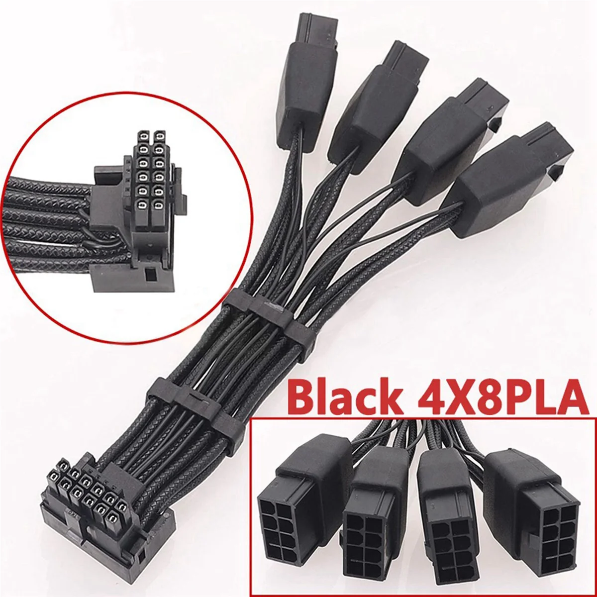 ABAB! GPU RTX4090 RTX4080 Series 16AWG 4X8Pin PCI-E to 16Pin (12+4) PCI-E 5.0 12VHPWR Connector 90-Degree Elbow