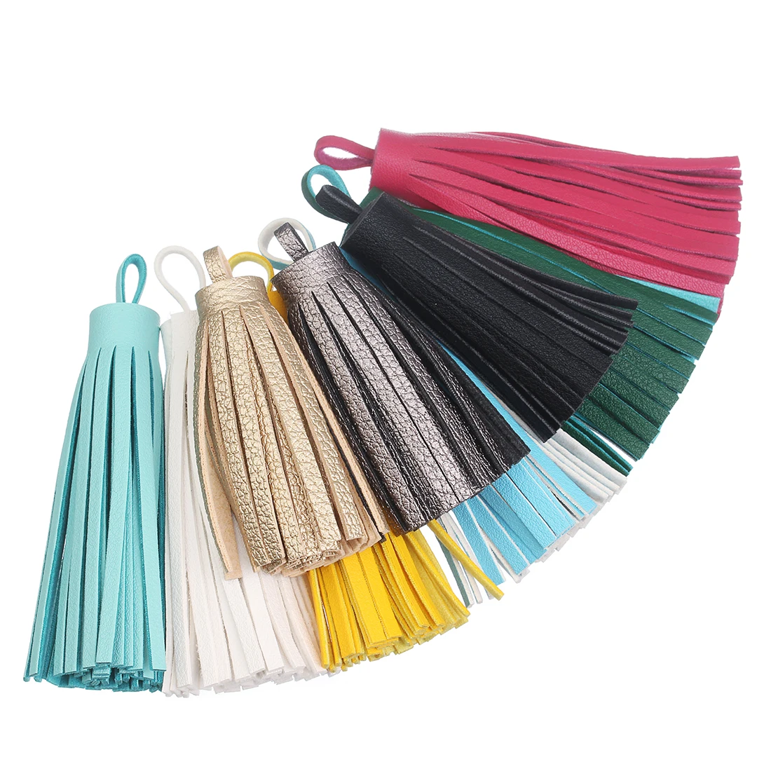 5pcs/lot 60/80mm Pure Color Vintage Leather Tassel Pendants For DIY Jewelry Making Keychain Cellphone Strap Pendant Accessories